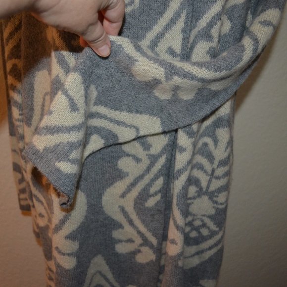 Sz L Anthropologie Hannah Grey Damask Open Cardigan Sweater - Picture 8 of 14
